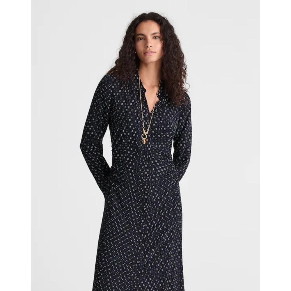 Madewell Ruched Midi Shirtdress navy NWT size 4